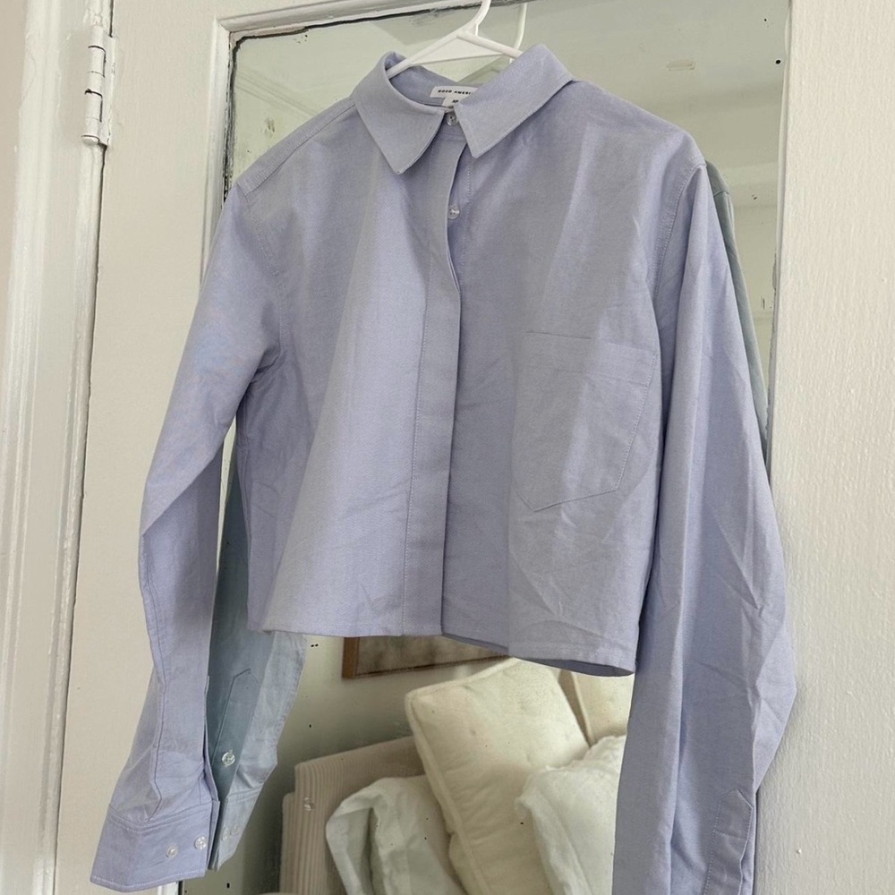Good American Cropped Button-Up Shirt